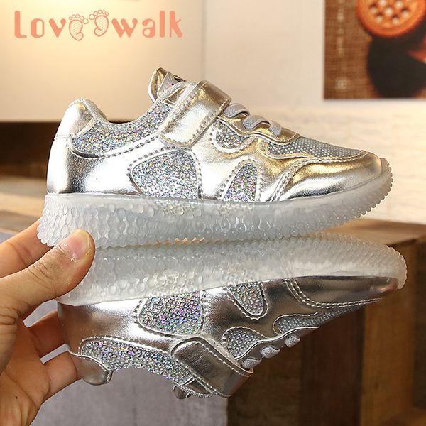 

kids sport glitter boys shoes gold silver girls trainers shining casual sneakers autumn chaussure enfant, Black