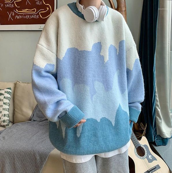 

oversized mens knitted sweater men patchwork sweaters jumper pullover hip hop harajuku casual white sweater men1, White;black