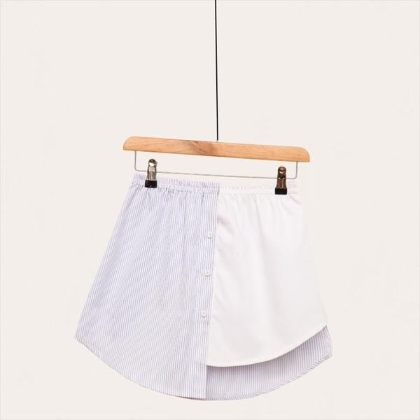

new 2020 stripe spelling color irregular false shirt skirt half body skirt female skirts wholesale drop shipper, Black