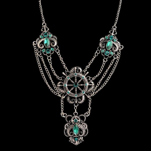 

pendant necklaces necklace men and women simple punk fashion gear rudder trend gift creative vintage, Silver