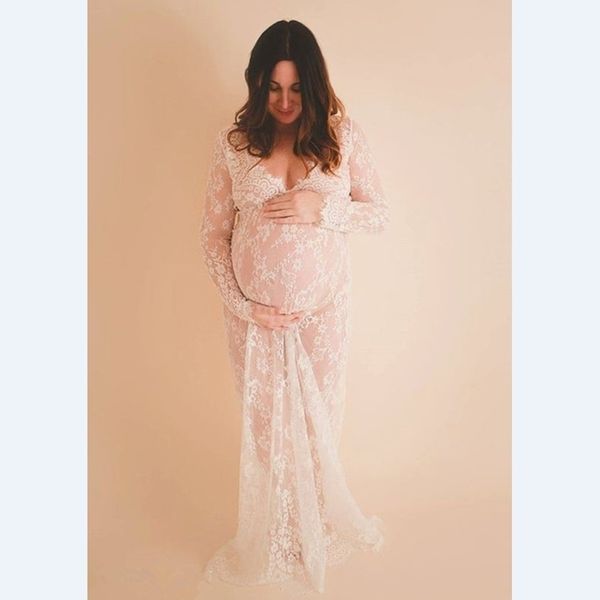 2019 родильные фотографии реквизиты Maxi беременности одежда кружева родильное платье модно стрельба фото летнее беременное платье S-4XL LJ201123