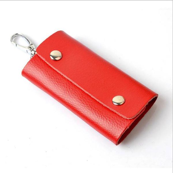 

new 2017 fashion key wallets 6 rings mini wallet purse simple design genuine leather key wallet case 9 colors1, Red;blue
