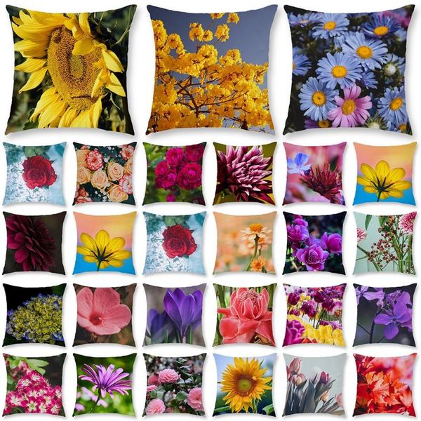 

cushion/decorative pillow beautiful fresh flower theme plush square throw pillowcovers decorative elegant living room sofa cushion cover 45x