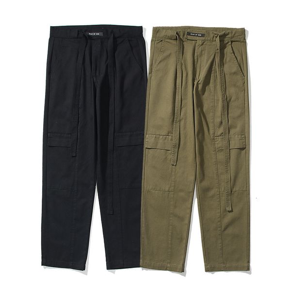 

correct fear of god fog main line streamer drawstring tooling canvas pants, Black