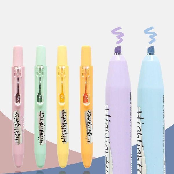 

highlighters minkys morandi color press type highlighter pen diy graffiti art drawing key words marker fluorescent school stationery1, Black;red