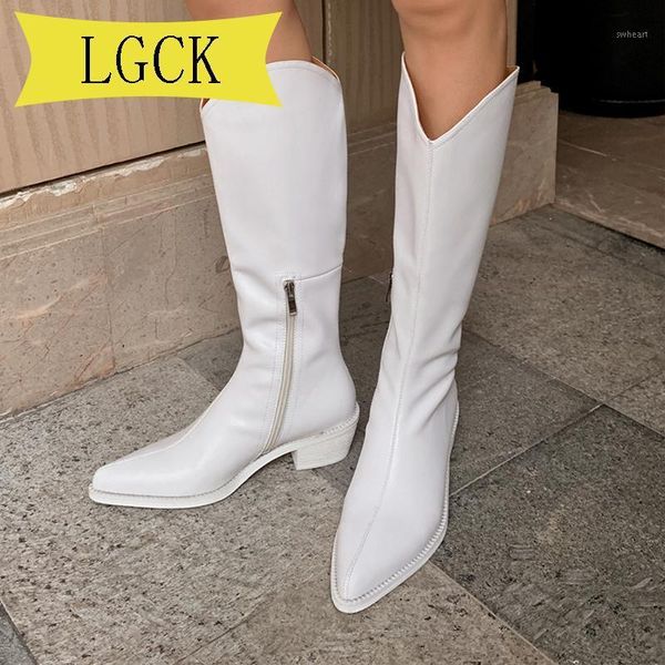 

boots plus size 34-40 leather pointy boot brand women's shoes lady knee square heel fashion westward women1, Black