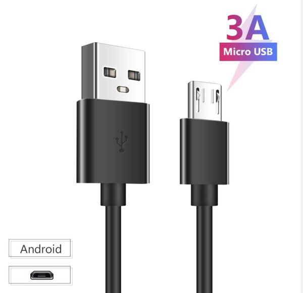 Тип C Кабели Micro USB провод 2А быстрая зарядка USBC кабель для Samsung Xiaomi Huawei черный белый 1 м 2 м с розничной сумкой 3FT 6FT 5FT 1,5 м