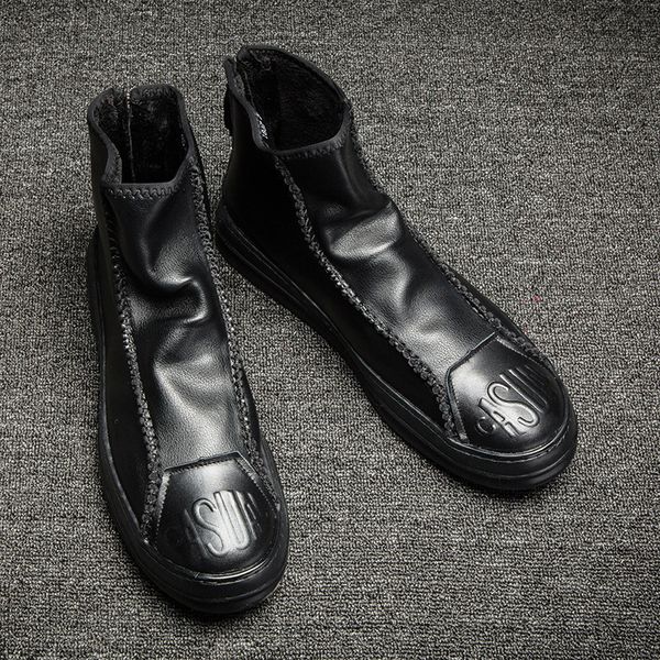 

2020 male younger soft leather handcrafted high-end shoes men ankle boots 9a9s, Black