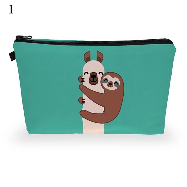 

2020 cute printing sloth llama cosmetic bag multicolor pattern cute cosmetics pouch women zipper makeup bag travel toiletry bag wmtucs