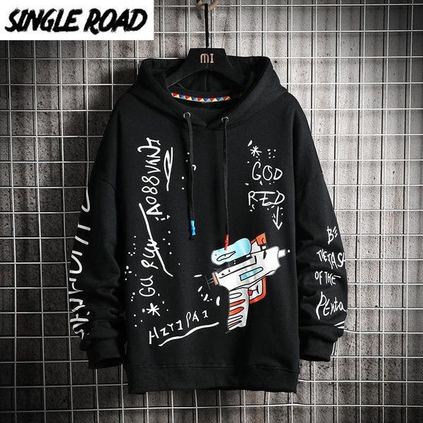 

singleroad oversized men's hoodies men 2020 graphic sweatshirt hip hop harajuku japanese streetwear balck hoodie men sweatshirts, Black