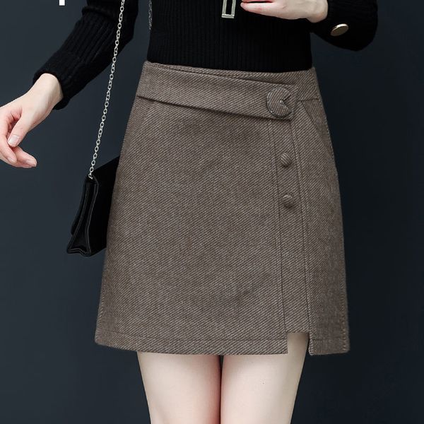

2021 new arrival winter female skort solid a line of wool skirt y387 m0dw, Black