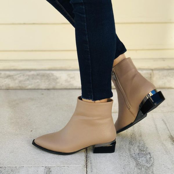 

women's mink side zipper square heeled boot, Black