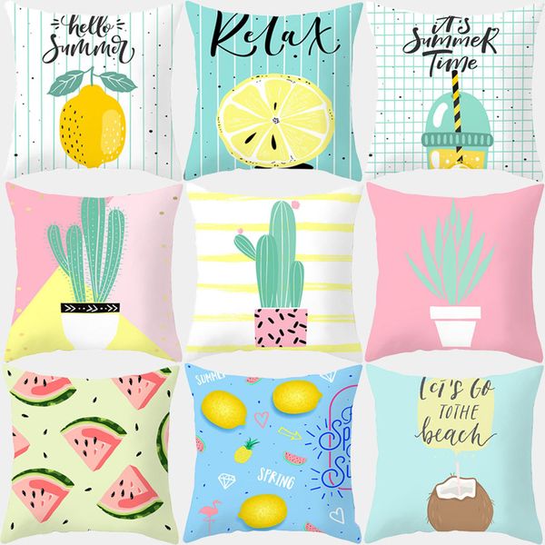 

summer plants fruit pillowcase 45x45 cushion cover throw pillow covers decorative cushions sofa couch pink yellow home decor