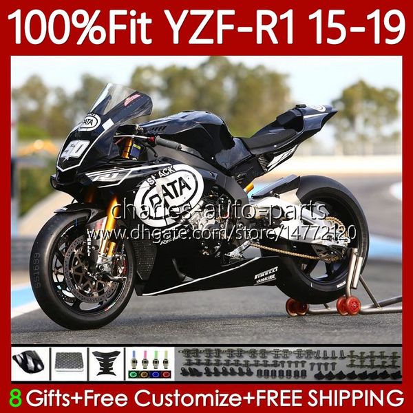 OEM-общеизлияние для Yamaha YZF-R1 YZF R 1 1000CC YZF1000 2015 2016 2017 2018 2019 Bodywork 104NO.77 YZF R1 PATA BLACK 1000 C 15-19 YZF-1000 YZFR1 15 16 17 18 19