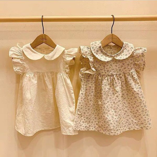 

new korean princess girl's doll collar pleated lace dress floral butterfly short sleeve summer children's dresses 1026, Red;yellow