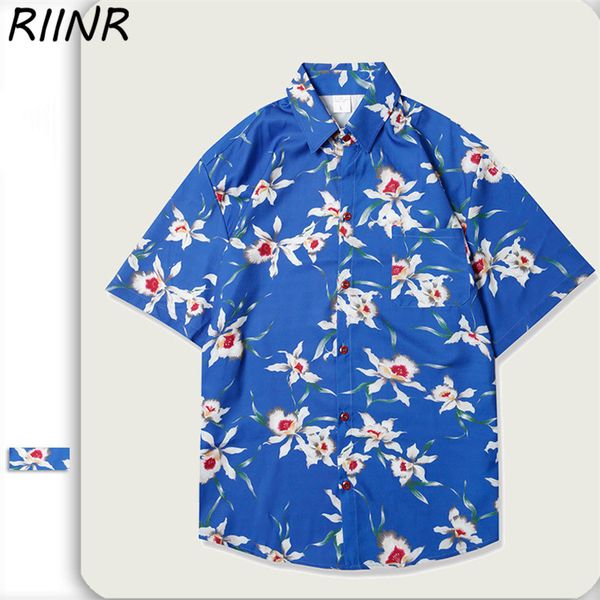 

riinr men's spring and summer new shirt retro hawaiian short-sleeved shirt loose men's shirt sport hooded sweatshirt hoodie