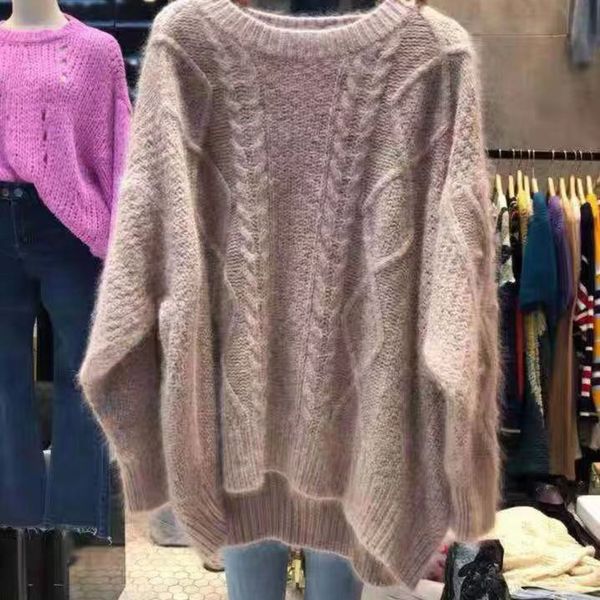 

south korea east gate autumn winter 2020 new lazy style loose pullover long sleeve sweater pullover knitwear twist knitwear women's xko, White;black