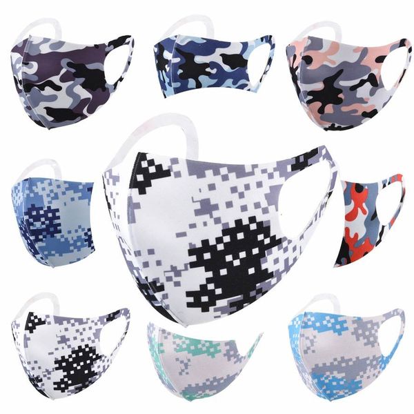 

men and women face mask fashion face masks printing cartoon camouflage ice silk sunscreen dustproof breathable mask, Black