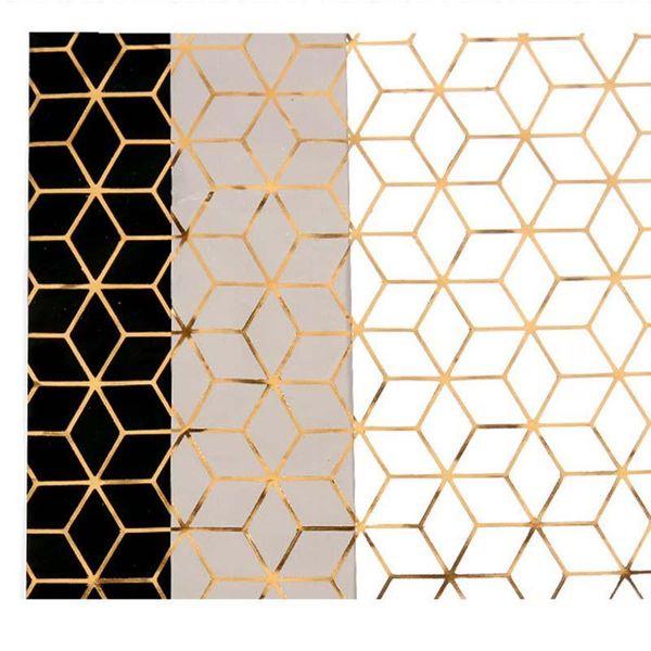 

5pcs wrapping paper golden honeycomb shape christmas wedding gift box decoration paper 50 x 70 cm geometric gold printing wmtjns