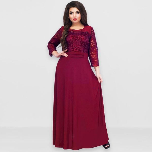 

fashion long dresses evening lace a-line o-neck evening gowns for women special occasion dresses vestido de festa longo 3xl 4xl1, White;black