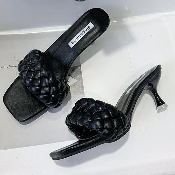 

sandals 2021 ladies summer fashion woven and slippers, Black
