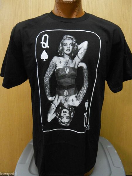 

marilyn monroe mens queen of spades playing card shirt new m sport hooded sweatshirt hoodie
