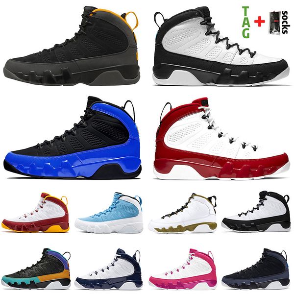 

basketball jumpman shoes 2021 men women black blue gym red 9 9s racer blue iridescent orange space jam retro sport trainers sneakers, White;red