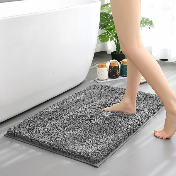 

thicke dense chenille bathroom mat non-slip water absorption quick drying bathtub rug toilet doormat bath rug shower room carpet1