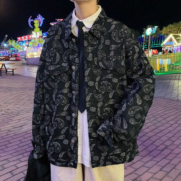 

21 spring and autumn korean version slim fashion men's jeans jacket lapel coat leisure youth, Black;brown