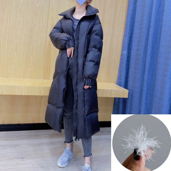 

2021 new mulher para baixo inverno quente pato pena maxi preto er gtk6, Black