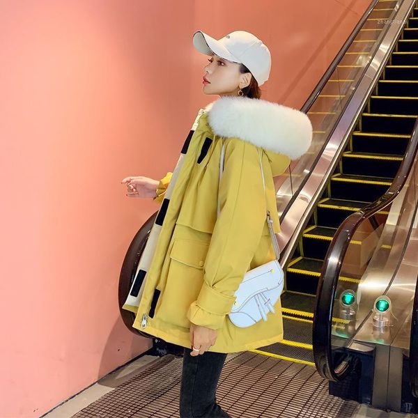 

fashion real fur coallr women's down jacket thicken warm coats and jackets women big pocket parkas jacket femme veste zjt1641, Black