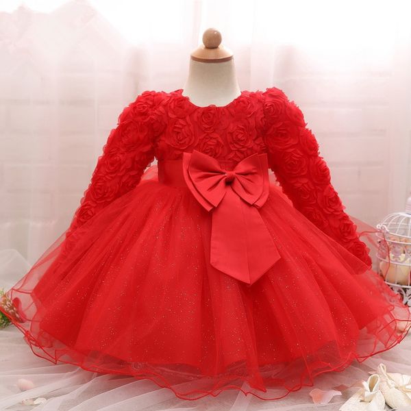 

girls christmas baby dress infant party costume newborn girl 1 2 year birthday dress new year clothes toddler christening gowns 1027, Red;yellow