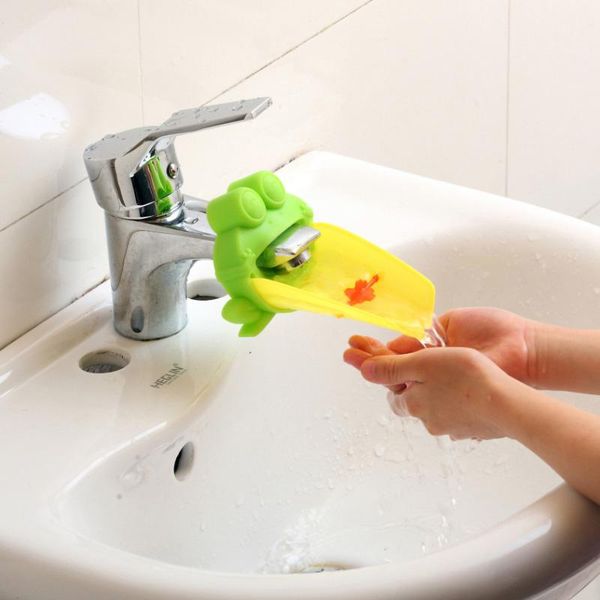 

Cartoon Frog Bathroom Sink Faucet Water Chute Extender Children Kids Washing Hands Guiding Convenient for baby Washing Helper