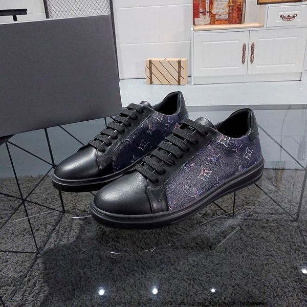 

2020 new men's casual shoes, handmade leather manufacturing, fashion printing, comfortable and breathable, lightweight, Black