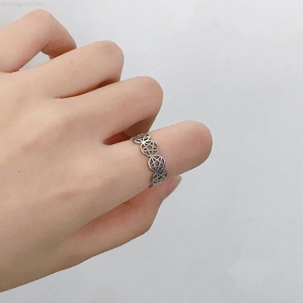 

casual teamer couple stainless steel ring pentagram star engagement wedding celtics knot finger rings jewelry gift for w, Silver