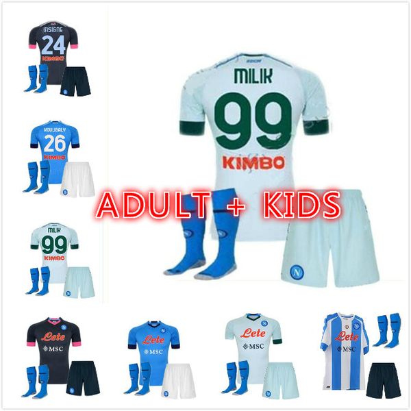 

kids kit 20 21 napoli home away insigne mertens soccer jersey koulibaly milik h.lozano hamsik naples camiseta de futbol football shirt, Black;yellow