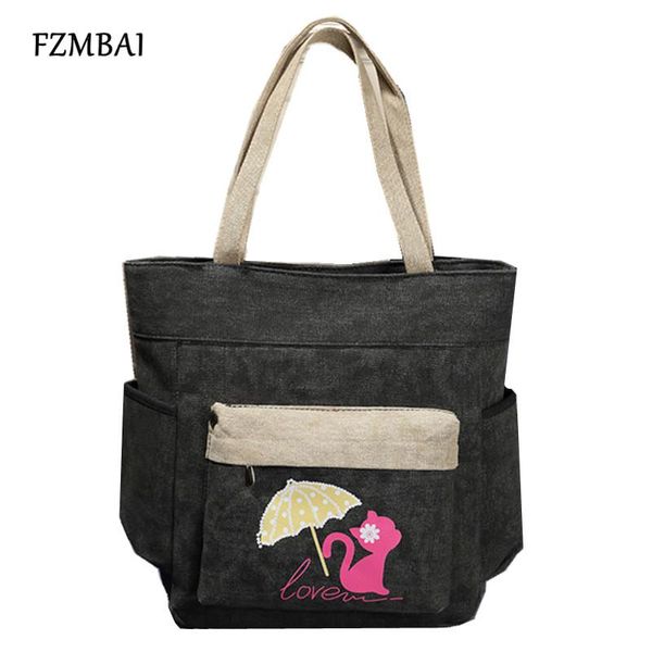 

fzmbai casual big canvas bags women shoulder bags 2020 fashion ladies handbags with cute cat bolsas femininas