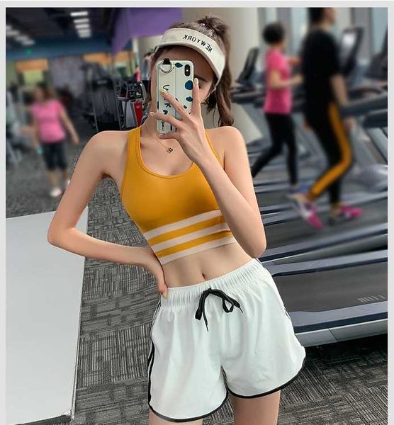 

2020 new striped sports wear women shockproof gathered running stereotypes running tennis yoga vest fitness bra, Black;blue