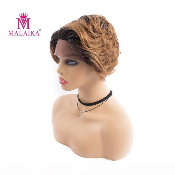 

brazilian non remy none lace short human hair bob wigs for woman short finger wave wigs pixie cut wig, Black;brown