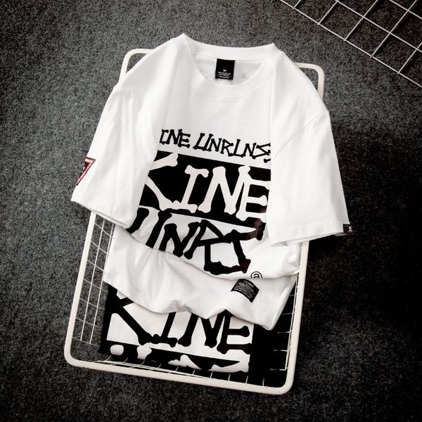 

2021 new loose of casual fashion letter hip hop size white t shirt men will see youth 5xl shirts paj5 tkp6, White;black