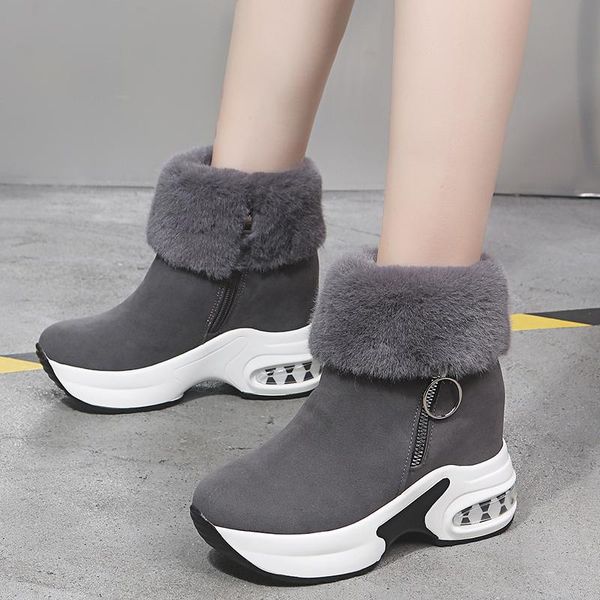 

women winter fur warm snow boots ladies warm wool booties ankle boot comfortable shoes platform casual women mid boots a881, Black