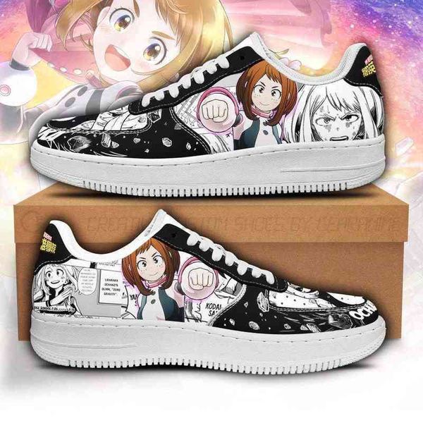 

ochako uraraka sneakers custom my hero academia anime shoes fan gift, Black