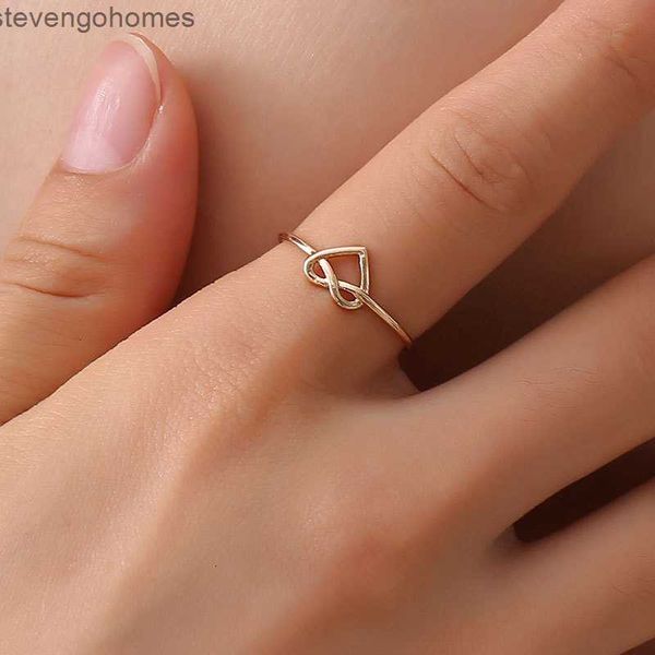 

and women's japanese korean temperament knotted simple new hollow out love peach heart ring, Silver