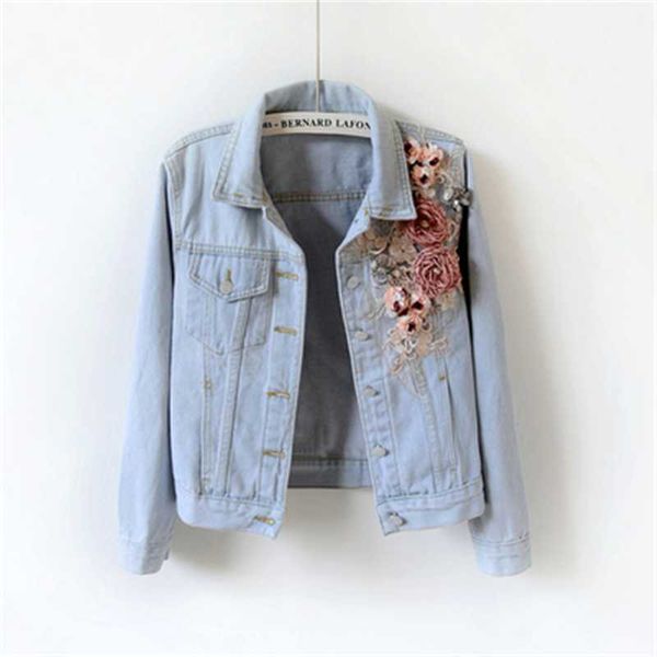 

women's suits & blazers 2021 luxury women streetwear short jeans jackets 3d flower stereoscopic appliques beaded sequined denim coat ca, White;black