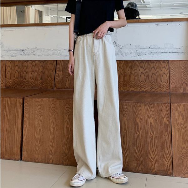 

wide leg korean slim straight high waist pants, Blue