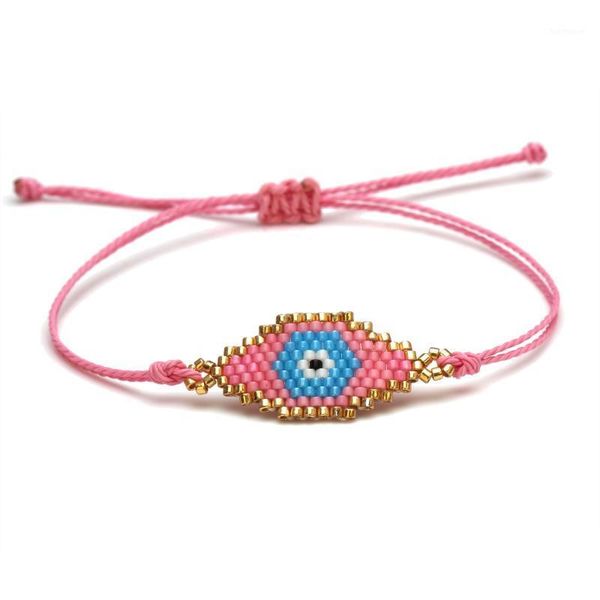 

japanese miyuki glass seed beads evil eye handmade bracelet women men 2020 new fashion hancrafted pink blue greek eye jewelry he1, Golden;silver