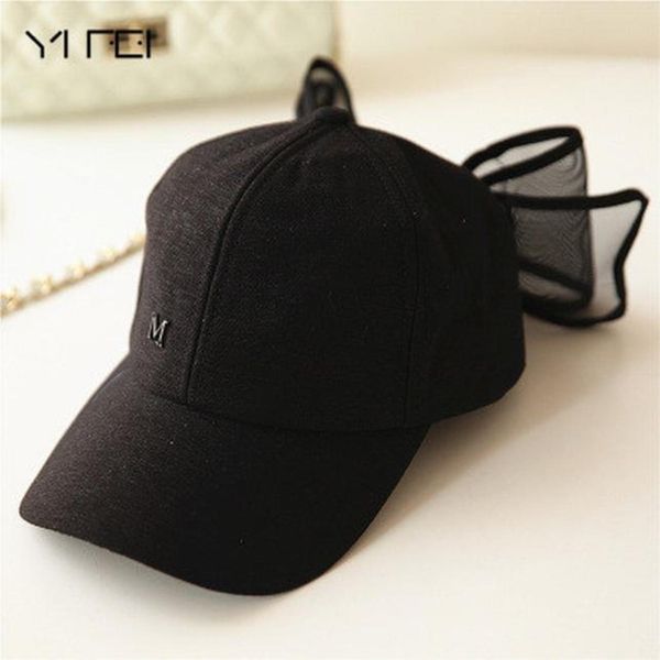 

bow caps for women girls new fashion big bowknot baseball cap korea lovely hats black pink white colors cotton mesh mark h bbynjk, Black;white