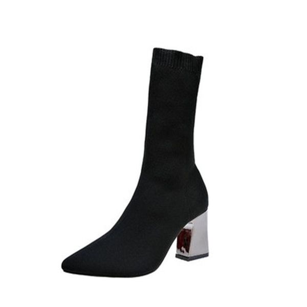 

2021 new half-torozelo black spring fashion trecho gross leap-point high heel boots foot women shoe size 34-40 g0ko