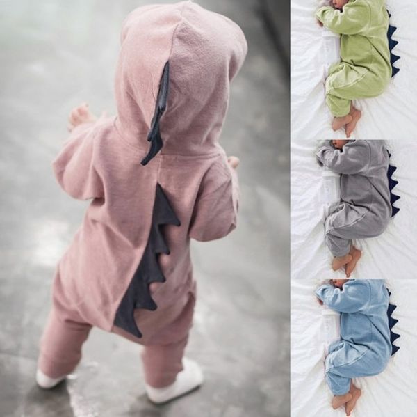 

2020 new soft, comfortable and warm dinosaur hooded jumpsuit children's romper children's clothing six colors five yards, Blue