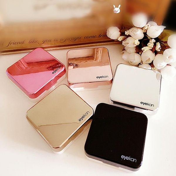 

светоотражающие крышки контактных линз случая с зеркалом цвет контактные линзы дело контейнер милый симпатичный travel kit box женщины кпт s, White;black